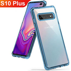 Silikon Schutzhülle Ultra Dünn Tasche Durchsichtig Transparent S01 für Samsung Galaxy S10 Plus Hellblau