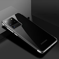 Silikon Schutzhülle Ultra Dünn Tasche Durchsichtig Transparent S01 für Samsung Galaxy S20 Ultra 5G Silber