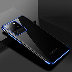 Silikon Schutzhülle Ultra Dünn Tasche Durchsichtig Transparent S01 für Samsung Galaxy S20 Ultra Blau