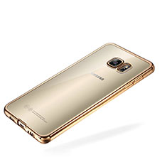 Silikon Schutzhülle Ultra Dünn Tasche Durchsichtig Transparent S01 für Samsung Galaxy S6 Edge+ Plus SM-G928F Gold