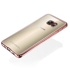 Silikon Schutzhülle Ultra Dünn Tasche Durchsichtig Transparent S01 für Samsung Galaxy S6 Edge+ Plus SM-G928F Rosegold