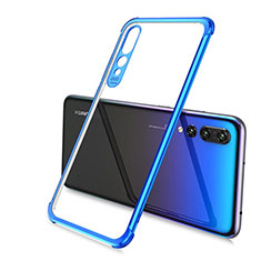 Silikon Schutzhülle Ultra Dünn Tasche Durchsichtig Transparent S02 für Huawei P20 Pro Blau