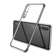 Silikon Schutzhülle Ultra Dünn Tasche Durchsichtig Transparent S02 für Huawei P20 Pro Schwarz