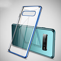 Silikon Schutzhülle Ultra Dünn Tasche Durchsichtig Transparent S02 für Samsung Galaxy S10 5G Blau