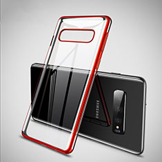 Silikon Schutzhülle Ultra Dünn Tasche Durchsichtig Transparent S02 für Samsung Galaxy S10 5G Rot