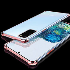 Silikon Schutzhülle Ultra Dünn Tasche Durchsichtig Transparent S02 für Samsung Galaxy S20 Plus 5G Rosegold