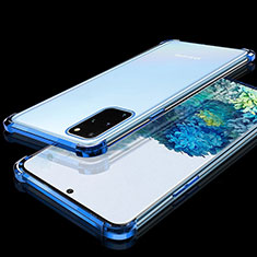Silikon Schutzhülle Ultra Dünn Tasche Durchsichtig Transparent S02 für Samsung Galaxy S20 Plus Blau
