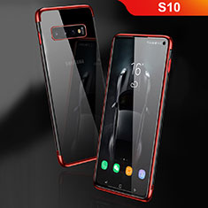 Silikon Schutzhülle Ultra Dünn Tasche Durchsichtig Transparent S03 für Samsung Galaxy S10 Rot