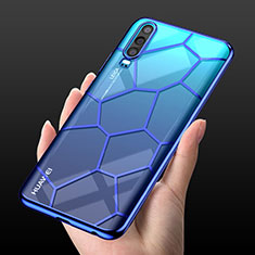 Silikon Schutzhülle Ultra Dünn Tasche Durchsichtig Transparent S04 für Huawei P30 Blau