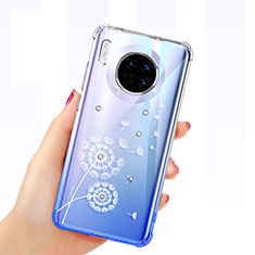 Silikon Schutzhülle Ultra Dünn Tasche Durchsichtig Transparent Schmetterling für Huawei Mate 30 5G Weiß