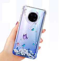 Silikon Schutzhülle Ultra Dünn Tasche Durchsichtig Transparent Schmetterling für Huawei Mate 30 Pro 5G Blau