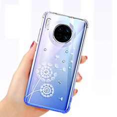 Silikon Schutzhülle Ultra Dünn Tasche Durchsichtig Transparent Schmetterling für Huawei Mate 30 Pro 5G Weiß