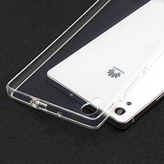 Silikon Schutzhülle Ultra Dünn Tasche Durchsichtig Transparent T02 für Huawei P7 Dual SIM Klar