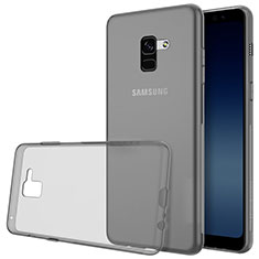 Silikon Schutzhülle Ultra Dünn Tasche Durchsichtig Transparent T02 für Samsung Galaxy A8+ A8 Plus (2018) A730F Grau