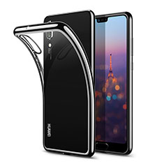 Silikon Schutzhülle Ultra Dünn Tasche Durchsichtig Transparent T03 für Huawei P20 Schwarz