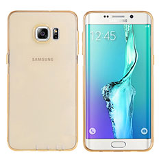 Silikon Schutzhülle Ultra Dünn Tasche Durchsichtig Transparent T04 für Samsung Galaxy S6 Edge+ Plus SM-G928F Gold