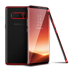 Silikon Schutzhülle Ultra Dünn Tasche Durchsichtig Transparent T06 für Samsung Galaxy Note 8 Duos N950F Rot