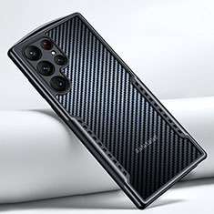 Silikon Schutzhülle Ultra Dünn Tasche Durchsichtig Transparent T06 für Samsung Galaxy S22 Ultra 5G Schwarz