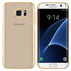 Silikon Schutzhülle Ultra Dünn Tasche Durchsichtig Transparent T07 für Samsung Galaxy S7 Edge G935F Gold