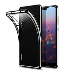 Silikon Schutzhülle Ultra Dünn Tasche Durchsichtig Transparent T08 für Huawei P20 Pro Schwarz