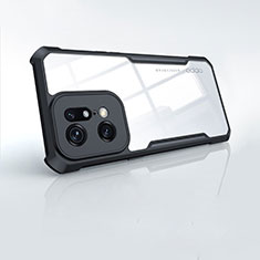 Silikon Schutzhülle Ultra Dünn Tasche Durchsichtig Transparent T08 für Oppo Find X5 Pro 5G Schwarz