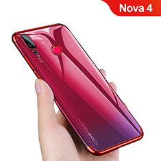 Silikon Schutzhülle Ultra Dünn Tasche Durchsichtig Transparent T10 für Huawei Nova 4 Rot