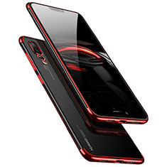 Silikon Schutzhülle Ultra Dünn Tasche Durchsichtig Transparent T10 für Huawei P20 Pro Rot