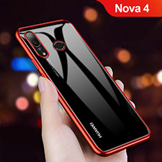 Silikon Schutzhülle Ultra Dünn Tasche Durchsichtig Transparent T11 für Huawei Nova 4 Rot