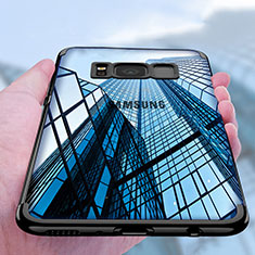 Silikon Schutzhülle Ultra Dünn Tasche Durchsichtig Transparent T17 für Samsung Galaxy S8 Schwarz