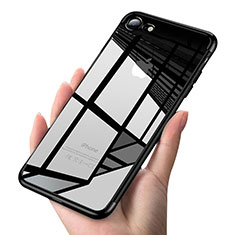Silikon Schutzhülle Ultra Dünn Tasche Durchsichtig Transparent T19 für Apple iPhone 8 Schwarz