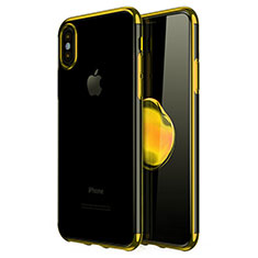 Silikon Schutzhülle Ultra Dünn Tasche Durchsichtig Transparent V02 für Apple iPhone Xs Max Gold