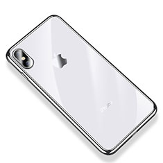 Silikon Schutzhülle Ultra Dünn Tasche Durchsichtig Transparent V03 für Apple iPhone Xs Silber