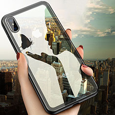 Silikon Schutzhülle Ultra Dünn Tasche Durchsichtig Transparent V08 für Apple iPhone Xs Schwarz