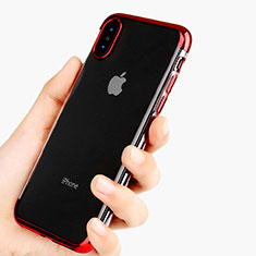 Silikon Schutzhülle Ultra Dünn Tasche Durchsichtig Transparent V11 für Apple iPhone X Rot