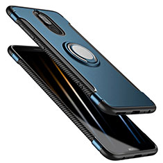 Silikon Schutzhülle und Kunststoff Tasche mit Fingerring Ständer für Huawei Maimang 6 Blau