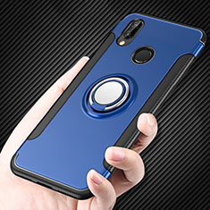 Silikon Schutzhülle und Kunststoff Tasche mit Fingerring Ständer für Huawei Nova 3i Blau