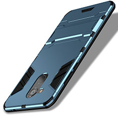 Silikon Schutzhülle und Kunststoff Tasche mit Ständer für Huawei Honor 6C Pro Blau