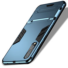 Silikon Schutzhülle und Kunststoff Tasche mit Ständer für Huawei P20 Pro Blau