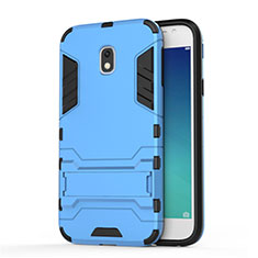 Silikon Schutzhülle und Kunststoff Tasche mit Ständer für Samsung Galaxy J3 (2017) J330F DS Blau