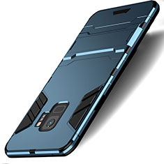 Silikon Schutzhülle und Kunststoff Tasche mit Ständer für Samsung Galaxy S9 Blau