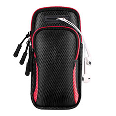 Sport Armband Handytasche Sportarmband Laufen Joggen Universal A01 für Samsung Galaxy S22 Ultra 5G Rot und Schwarz