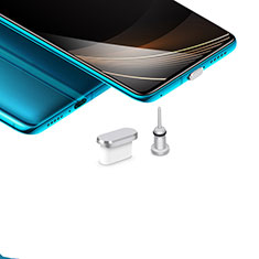 Staubschutz Stöpsel Passend USB-C Jack Type-C Universal H03 für Samsung Galaxy C7 Pro C7010 Silber