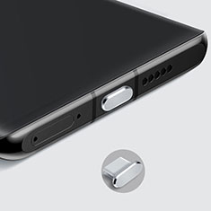 Staubschutz Stöpsel Passend USB-C Jack Type-C Universal H08 für LG Q92 5G Silber