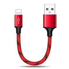 USB Ladekabel Kabel 25cm S03 für Apple iPhone 14 Plus Rot
