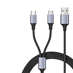 USB Ladekabel Kabel Android Micro USB Type-C 2A H01 für Wiko Darkside Schwarz
