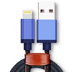 USB Ladekabel Kabel D01 für Apple iPhone 5S Blau