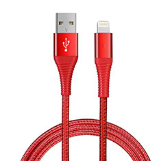USB Ladekabel Kabel D14 für Apple iPhone 5S Rot