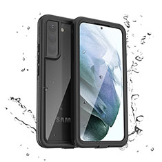 Wasserdicht Unterwasser Silikon Hülle Handyhülle und Kunststoff Waterproof Schutzhülle 360 Grad Ganzkörper Tasche für Samsung Galaxy S21 5G Schwarz