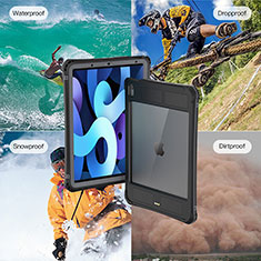 Wasserdicht Unterwasser Silikon Hülle Handyhülle und Kunststoff Waterproof Schutzhülle 360 Grad Ganzkörper Tasche W01 für Apple iPad Air 4 10.9 (2020) Schwarz
