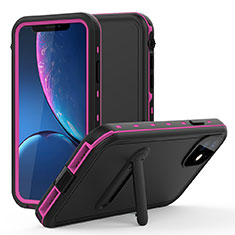 Wasserdicht Unterwasser Silikon Hülle Handyhülle und Kunststoff Waterproof Schutzhülle 360 Grad Tasche mit Ständer für Apple iPhone 11 Pink